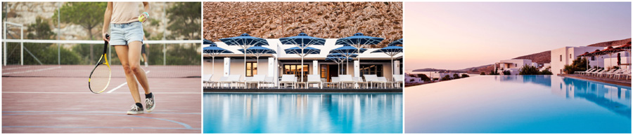 FOLEGANDROS bungalow sulla spiaggia resort con piscina prima colazione trattamento mezza pensuione completa american buffet breakfast hotel camere